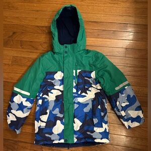 Boden Mini Set All Weather Waterproof Green & Blue Camo Ski Jacket & Pants Set